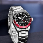 PAGANI DESIGN GMT Meeste Automaatne Kell, Black Bay Stiilis, Safiirkristall, 200M Veekindel, Roostevabast Terasest & Kummist Rihm, Luksuslik Spordikell must
