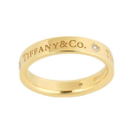 Tiffany & Co. &reg; Seeria T&auml;hega Graveeritud 18K Kullast S&otilde;rmus Unisex s&otilde;rmused GRP10240 Box,9.5