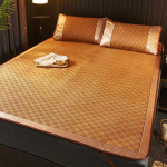Bambusmatt Rotang T&auml;iskasvanu Beebi Jahe Magamismatt Komplekt 90/150 &Uuml;he Kahekohalise Voodi Kokkupandav Leht Voodi T&auml;iuslik Sobivus Kaitsepadi Wasart Suvi 80x190cm 2pc