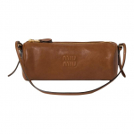 MIU MIU Reljeefne T&auml;hekujuline Logo T&otilde;mblukuga Sulgemine Napa Nahast Crossbody &Otilde;lakott Naiste Kotid Tammepruun 5NE851_EFX_F0316 Basic Set (Bag+Dust Bag)