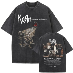 Korn Follow The Leader Album Vintage Pesuga Graafilise Tr&uuml;kiga T-s&auml;rk Unisex Gootiline NuMetal Unisexs Vabaaja Suurem Suurus Puuvillane T-s&auml;rk M gray