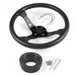 14-tolline 350 mm PU-nahast autov&otilde;idus&otilde;idu rool adapterplaadiga 70 mm PCD Logitech G29 G920 G923 jaoks V&otilde;idus&otilde;idum&auml;ngu jaoks Black with Black black