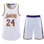Lakers Kobe nr 24 Laste Korvpallivorm, Hingav Kiiresti Kuivav Spordikomplekt, Valge 100-110 CM valge