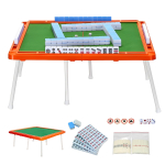 heizi Mahjong Kaasaskantav Mahjongilaud koos punktipulkade ja t&auml;ieliku komplektiga Mahjongikomplekt Kokkupandav, Kompaktne, Jalad, T&auml;ringud, - (Sinised plaadid) green