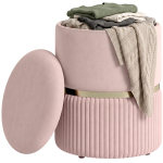 Pouf jalatugi panipaiguga sametist 36 x 36 x 44 cm elutuppa magamistuppa roosa 36 x 36 x 44 cm