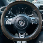 Volkswagen VW Golf 6 GTI MK6 VW Jetta GLI Golf R20 Tiguan R-Line jaoks Punutud Suede Auto Roolikate Kaitseaksessuaar pruun