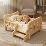 K&otilde;rgendatud komposiitmaterjalist voodi Puidust lemmiklooma magamisjaam koertele Nelja hooaja Solid Wood Bed - E