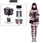 Terrifier Halloweeni klounikost&uuml;&uuml;m satiinist materjaliga Cosplay ja fantaasiateemaliste &uuml;rituste jaoks Girl,L