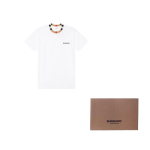 Burberry Ikoonilise triibuga viimistletud puuvillane T-s&auml;rk Valge 80695391 XXS white