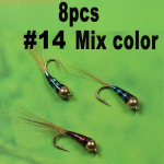 8 tk. 14 messingist helmestega n&uuml;mf lend&otilde;ngep&uuml;&uuml;gi peibutissummer Midge Fishing tarvik sinine