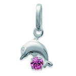 Les Tr&eacute;sors De Lily [F4965] - Pendentif Argent 'Dauphin Tendresse' Rose argent&eacute; - 8x9 mm Heleroosa