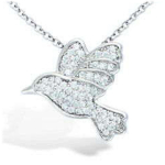 Les Tr&eacute;sors De Lily [L7408] - Collier Argent 'Colibri' blanc argent&eacute; (rhodi&eacute;) - 15x15 mm valge