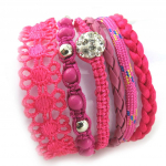 Les Tr&eacute;sors De Lily [N0240] - Bracelet ethnique 'Kilimanjaro' rose (6 rangs) Heleroosa