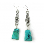 Les Tr&eacute;sors De Lily [N1200] - Boucles Cr&eacute;ateur 'Kilimanjaro' turquoise t&uuml;rkiissinine