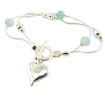 Les Tr&eacute;sors De Lily [P8453] - Bracelet cr&eacute;ateur 'Love' vert argent&eacute; - 15x15 mm roheline