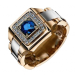 BLUELANS RINGS Safiirist inkrusteeritud s&otilde;rmus Luksuslik kunsts&otilde;rm meeste pulmaehted s&otilde;brap&auml;eva kingitus US 6
