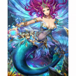 5D teemantmaal Cartoon Magic Mermaid Teemanttikandid Ristpistes T&auml;is&uuml;mmargune teemantmosaiik 20X30CM