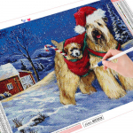 Teemantmaal T&auml;isruudukujuline Uus saabumine Talvine Teemanttikandid Koer Mosaiik Loom J&otilde;ulukingitus Full Round 20X30CM