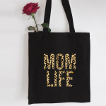 Mama Shopping Canvas Must kott Mom Life Print Korduvkasutatav &ouml;koriidest reisikott Kokkupandavad kandekotid