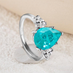 GICA GEMA 100% 925 Sterling Silver Water Drop 10 * 14 tsirkoonist s&uuml;nteetiline Paraiba turmaliinist s&otilde;rmus s&auml;delev k&otilde;rge s&uuml;sinikusisaldusega teemandiga peened ehted US 6 sinine