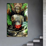 5D-teemantmaal Omap&auml;rane Buddha kuju Teemanttikandid Ristpistega t&auml;ispistega kodukaunistus K&auml;sitsi valmistatud kingitus Full Round 30x40cm