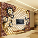 3D &otilde;lil&otilde;uend Foto seinamaaling Seinapaber Luksuslik Must Ehted Lilled Pehme kott TV Taust Seinamaal Elutoa Magamistoa Taustapildid Sisustus 300cm (W) x 200cm (H)