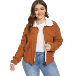 Naiste talvejope Paksud mantlid Mood Corduroy Bomber Joped Outwear S tume khaki v&auml;rv