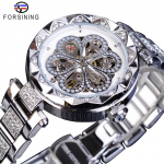 FORSINING Automaatne Mehaaniline K&auml;ekell Skelett-Numbrilaud Mood Vabaaja Rhinestone Veekindel Naiste K&auml;ekell Elegantne Daamidele