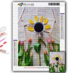 Populaarne 5D isetehtud ristpistes tulbid ja kohvimaaling t&auml;ispuur-ristpistes k&auml;sit&ouml;&ouml;komplekti seinakleebis Kodukaunistus Full Round 20X30CM