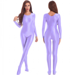 Naiste &uuml;hes t&uuml;kis pikkade varrukatega Unitard džemprikoos, Stretch Spandex Bodysuit rombid XL helelilla v&auml;rv