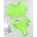 Cross Back L&uuml;hikeste varrukatega Naiste ujumistrikoo k&otilde;rge v&ouml;&ouml;kohaga bikiinid Naiste ujumisriided Kaheosaline bikiinikomplekt supelkost&uuml;&uuml;m ujumine S must