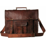 Vintage Meeste ja naiste Ehtne Pruun Nahast Satchel Messenger Bag s&uuml;learvuti I pad'i jaoks 15" X 11" X 4" pruun