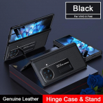 Magnetiline hingega &uuml;mbris Vivo X Fold 5g &uuml;mbris koos esiekraaniga klaasist aluse hoidjaga Nahast kaitsekate Vivo X Fold Capa jaoks For VIVO X Fold must