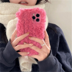 Ins Korea Cute Fuzzy Plush Pink telefoni&uuml;mbris iPhone'ile 14 13 12 11 Pro Xs Max X Xr 7 8 Plus Talvine p&otilde;rutuskindel pehme kate Funda For iPhone XS Max