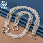 925 h&otilde;bedast kaelakeed naistele mitme joonega s&uuml;dameripatsiga kaelakee ehted 45cm