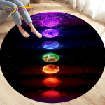Rainbow 7 Chakra Mandala Bohemia &uuml;mara ala vaip, &uuml;mmargune vaibavaip elutoa magamistoa sisekujunduseks, pehme jooga libisemiskindel p&otilde;randamatt Diameter 60cm