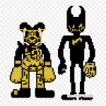 V&auml;ljam&otilde;eldud tegelane Bendy ja tindimasin Pixel Ar Iron soojus&uuml;lekandel tr&uuml;kkimisel Vin&uuml;&uuml;lplaastrid Kleebis riietele Ise ise tehke aplikatsioonid pestavad plaastrid