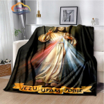 Religioosne Jeesuse ka&scaron;miir tekk 3D prinditud Kristuse vooditekk Flanell tekk Neitsi Maarja - Jeesuse seeria mugav kodutekk 75x90cm