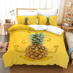 3D Fruit Print voodipesukomplekt Ananassiteemaline tekikate Padjap&uuml;&uuml;r Kaheinimesevoodi t&auml;issuuruses voodikatte komplekt Pestav t&otilde;mblukk Mugav kodukaunistus Baby 100x135cm