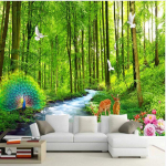 3D Metsa tapeet oja ja vee funktsioon Foto seinamaaling Elutuba Magamistuba Lastetuba Metsa seinatapeet Kodukaunistus 200 cm(W) x 140 cm(H)