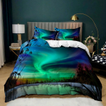 3D Arctic Aurora voodipesukomplekt Ilus maastik tekikate padjap&uuml;&uuml;r 2/3 t&uuml;kki AU180 * 210 t&auml;issuuruses kiiresti kuivav kodusisustus UK Single 135x200cm