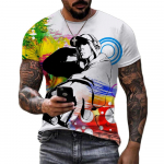 Moetrend Street Style DJ Muusika graafilised t-s&auml;rgid Suvised Meeste Juhuslikud Hip Hopi Isiksuslikud Tr&uuml;kitud &Uuml;markaelus L&uuml;hikeste Varrukatega T-s&auml;rgid S