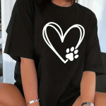 Love Print Crew Neck T-s&auml;rk vabaaja l&uuml;hikeste varrukatega suvised T-s&auml;rgid naiste topid XS must