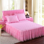 Valge roosa pitsist voodiseelik Romantiline lillemustriga pol&uuml;estrist volangidega voodikatted voodiseelik Queen voodikatted lina Kodutoa sisustus 120X200cm bed skirt
