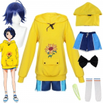 Anime WONDER EGG PRIORITY Ohto Ai Cosplay Kost&uuml;&uuml;m Tumesinine Parukas Kapuutsiga P&uuml;ksid V&ouml;&ouml;riksid Komplektid J&otilde;ulud Karnival R&otilde;ivad L-(Costume+Wig)