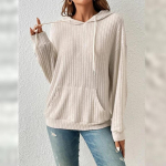 Naiste dressipluus, &uuml;hev&auml;rviline vabaaja kudum Moodne kapuuts, auguga riba taskupullover S must