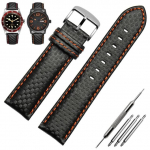 Ehtsast nahast k&auml;ev&otilde;ru, s&uuml;sinikkiust teraline kellarihm 18 mm 20 mm punase oranži &otilde;mblusega kellarihm 21 mm 22 mm 23 mm 24 mm kellarihm 24mm