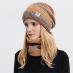 Talvine gradient naiste silmkoeline m&uuml;ts Villane m&uuml;ts, soe k&otilde;rva- ja k&uuml;lmakaitse, silmkoeline kaheosaline komplekt