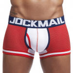 Bokserp&uuml;ksid JOCKMAIL br&auml;ndi meeste aluspesu hingav nailonv&otilde;rgust splaissitud pehmest puuvillast alusp&uuml;ksid madala v&ouml;&ouml;kohaga sportlikud meeste kohvrid M punane