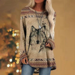 Etniline 3D prindiga T-s&auml;rk Naiste Mood T-s&auml;rgid Vabaaja pikkade varrukatega topid S&uuml;gisene graafiline tr&uuml;kis lahtine Harajuku Vintage 4XL